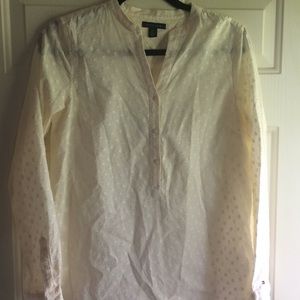 NWT Tommy Hilfiger S Top LS Cotton Ecru